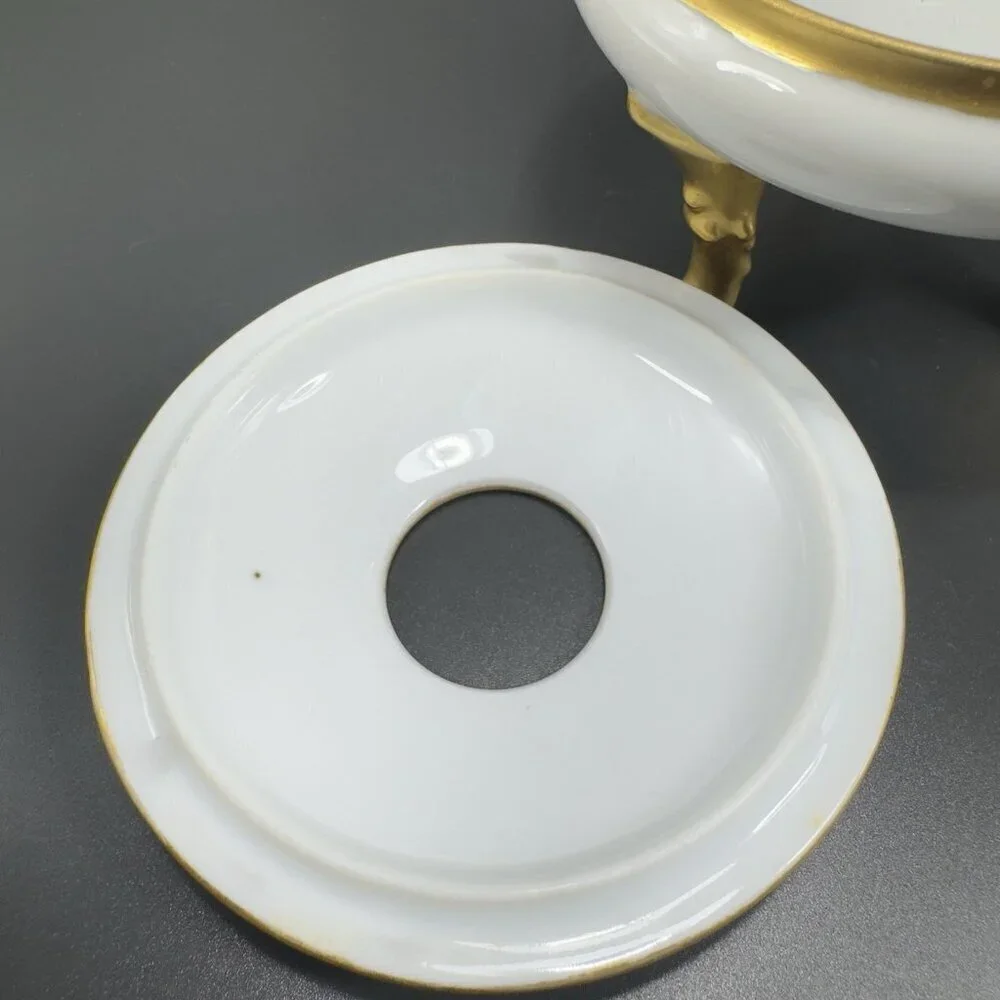 Antique ROYAL BAYREUTH Bavaria Footed Trinket Jar Hair Receiver Container VTG‎